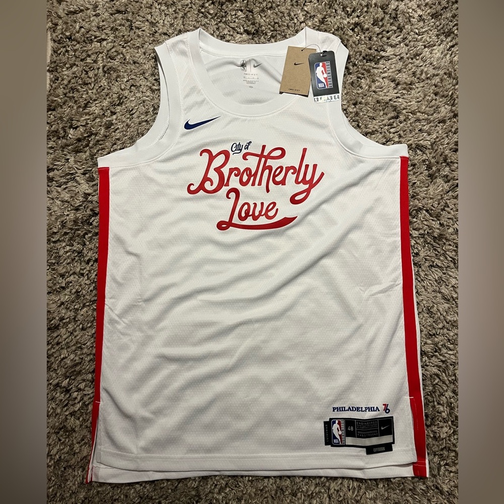 NWT Nike Philadelphia Sixers 76ers City of Brotherly Love Jersey Size Large